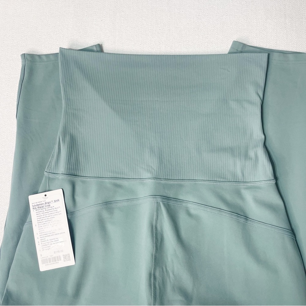 Lululemon Align Super High Rise Rib Waist Crop Pant Tidewater Teal 8 Nwt - Picture 12 of 12